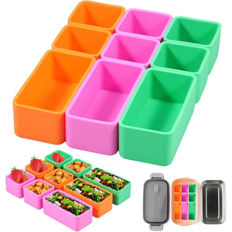 Meal Prep Box - Silicone Food Box Dividers Baking Cups
