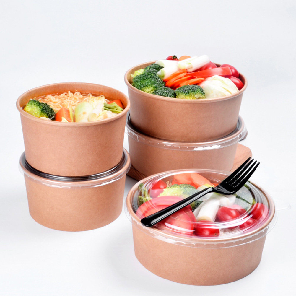 Meal Prep Box - 20Pcs Kraft Paper Bowls Leakproof Disposable
