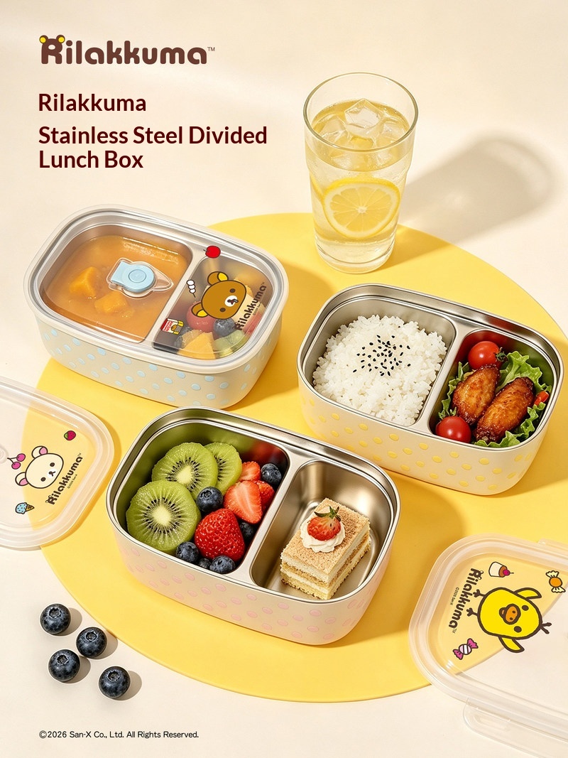 Meal Prep For Office - Rilakkuma Stainless Steel Bento Box Divided