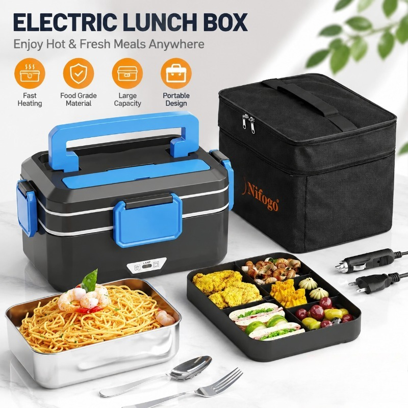 Meal Prep Bag - Dual‑Use Electric Heated Lunch Box, 12V