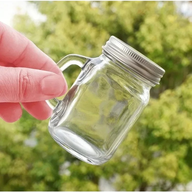 Meal Prep Juice Bottles - Portable Glass Dispensing Bottles with Handle