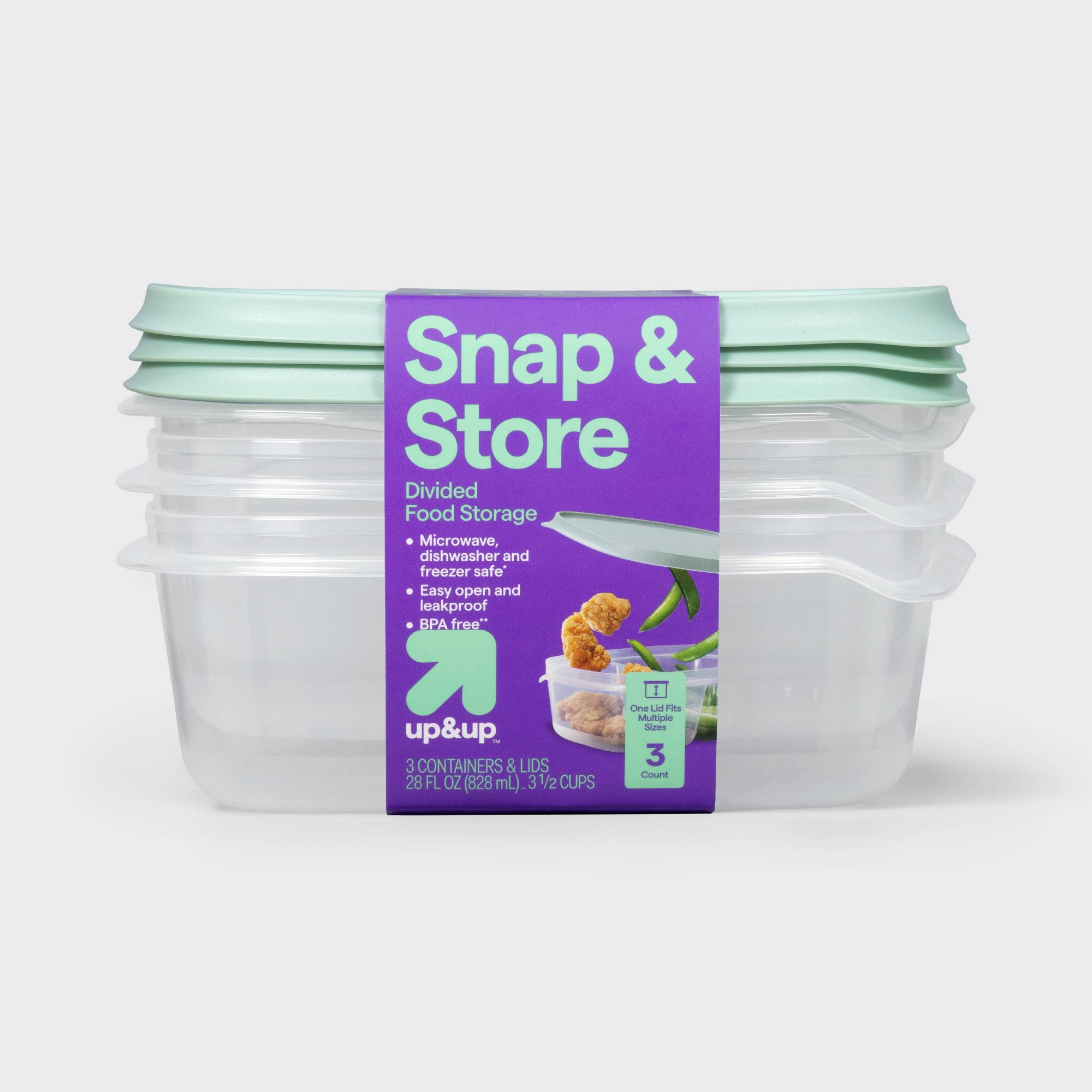 3ct Clear Plastic Divided Rect - Meal Prep Lunch recension och pris