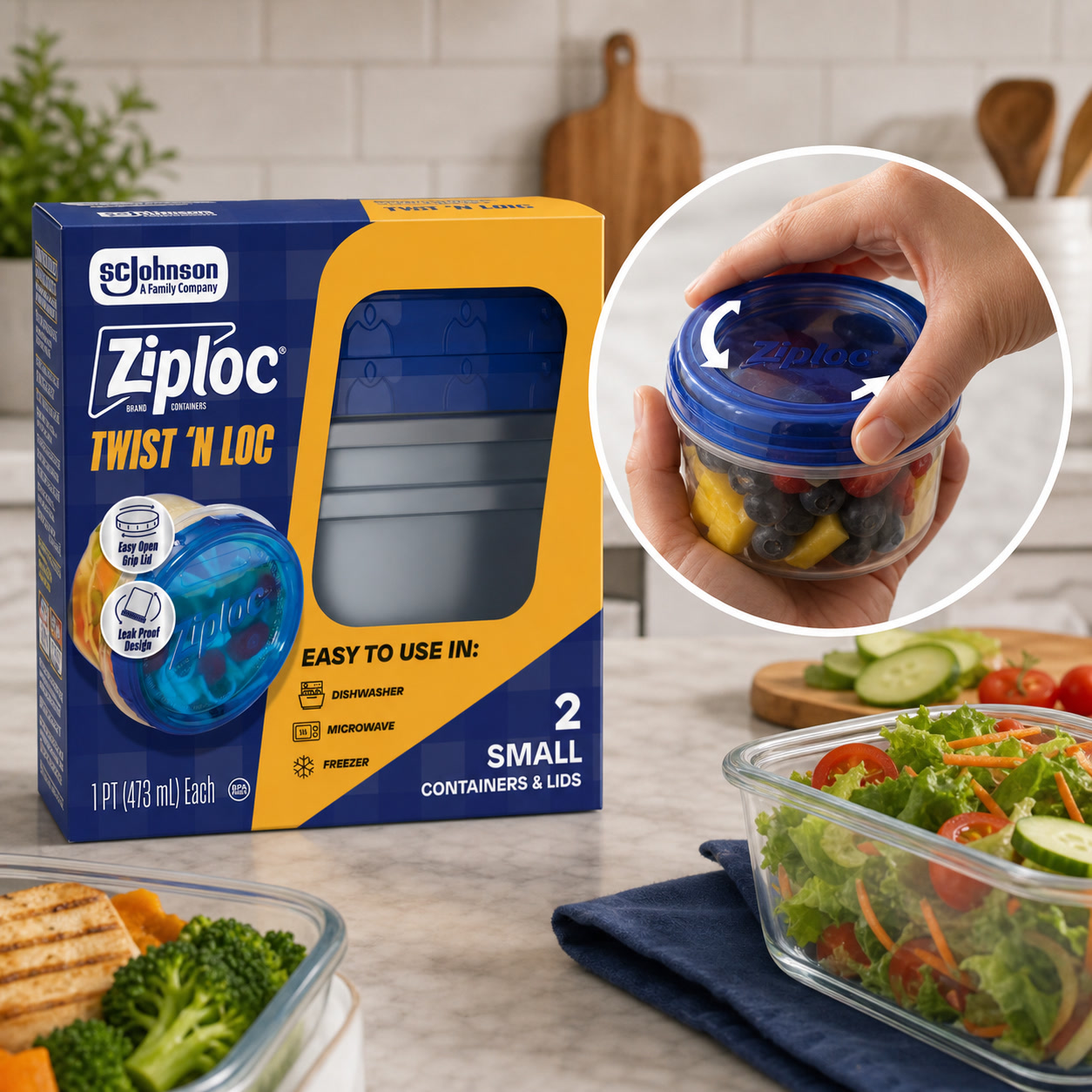 2ct Small Twist Lock Food Stor - Meal Prep Lunch recension och pris