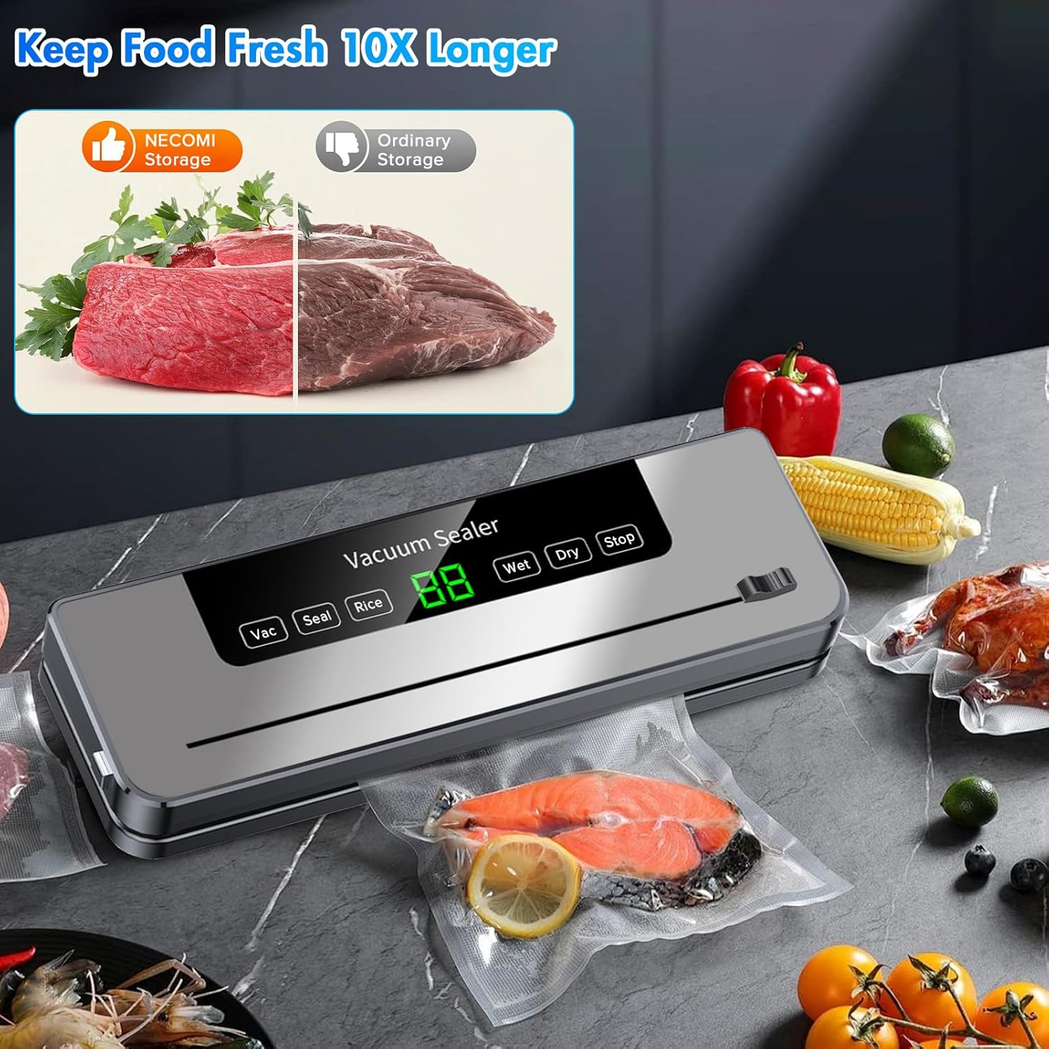 Vacuum Sealing Machine with 10 - Meal Prep Vacuum Seal recension och pris